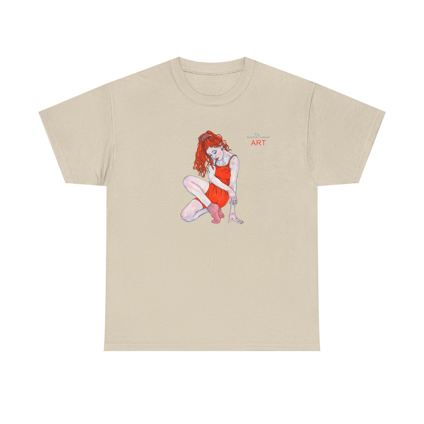 Unisex Heavy Cotton Tee - Motiv:  Front Julia, H25 cm & Rückseite Julia, H 49 cm