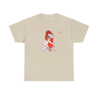 Unisex Heavy Cotton Tee - Motiv:  Front Julia, H25 cm & Rückseite Julia, H 49 cm