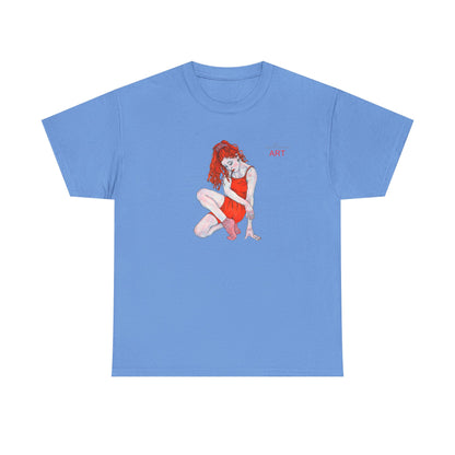 Unisex Heavy Cotton Tee - Motiv:  Front Julia, H25 cm & Rückseite Julia, H 49 cm