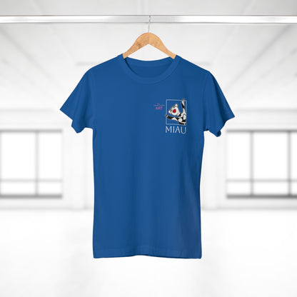 Single Jersey Women's T-shirt - dunkel - Motiv: Miau, H 9,7 cm