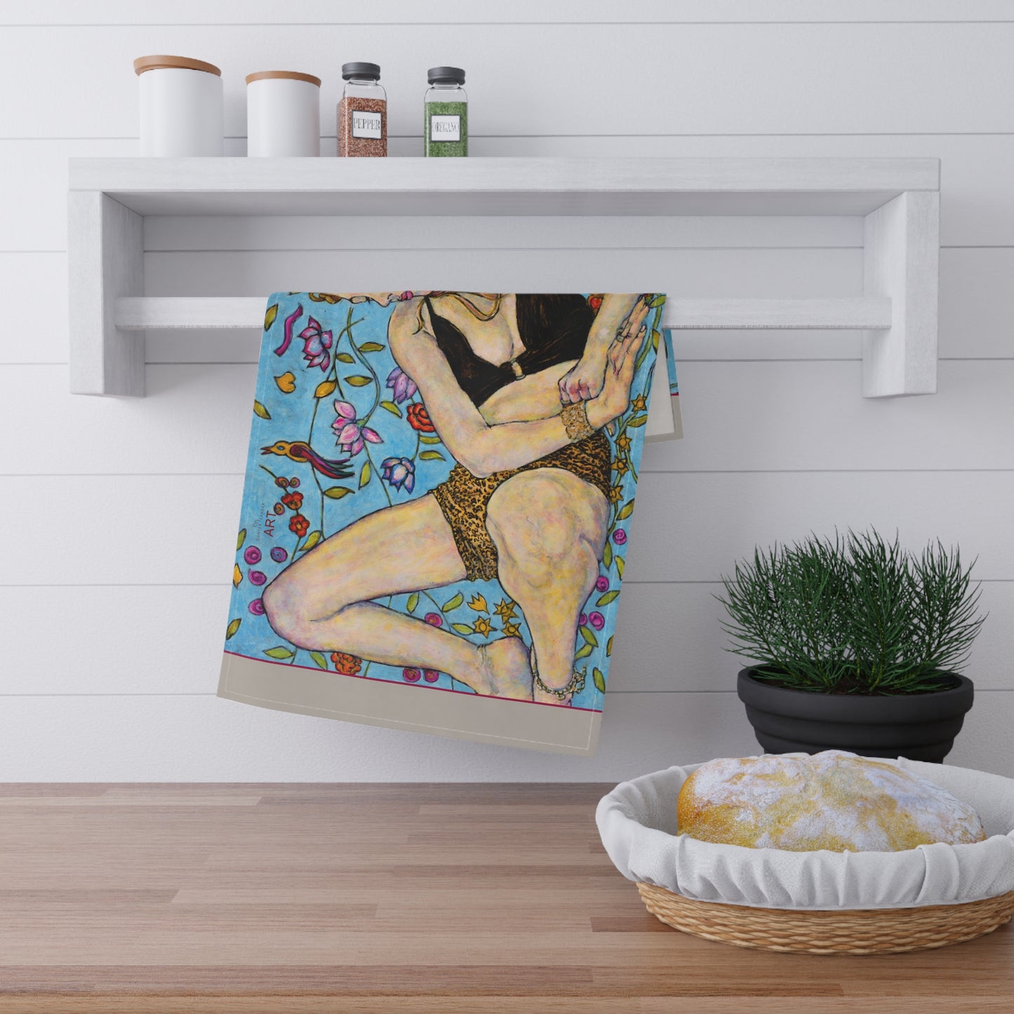 Tea Towels (cotton, poly) - Motiv: Ida, bündig, 46 x 76 cm, warmgrau