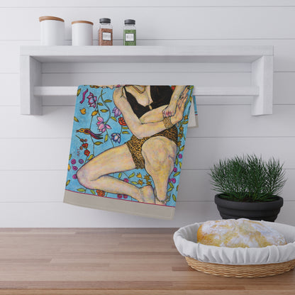 Tea Towels (cotton, poly) - Motiv: Ida, bündig, 46 x 76 cm, warmgrau