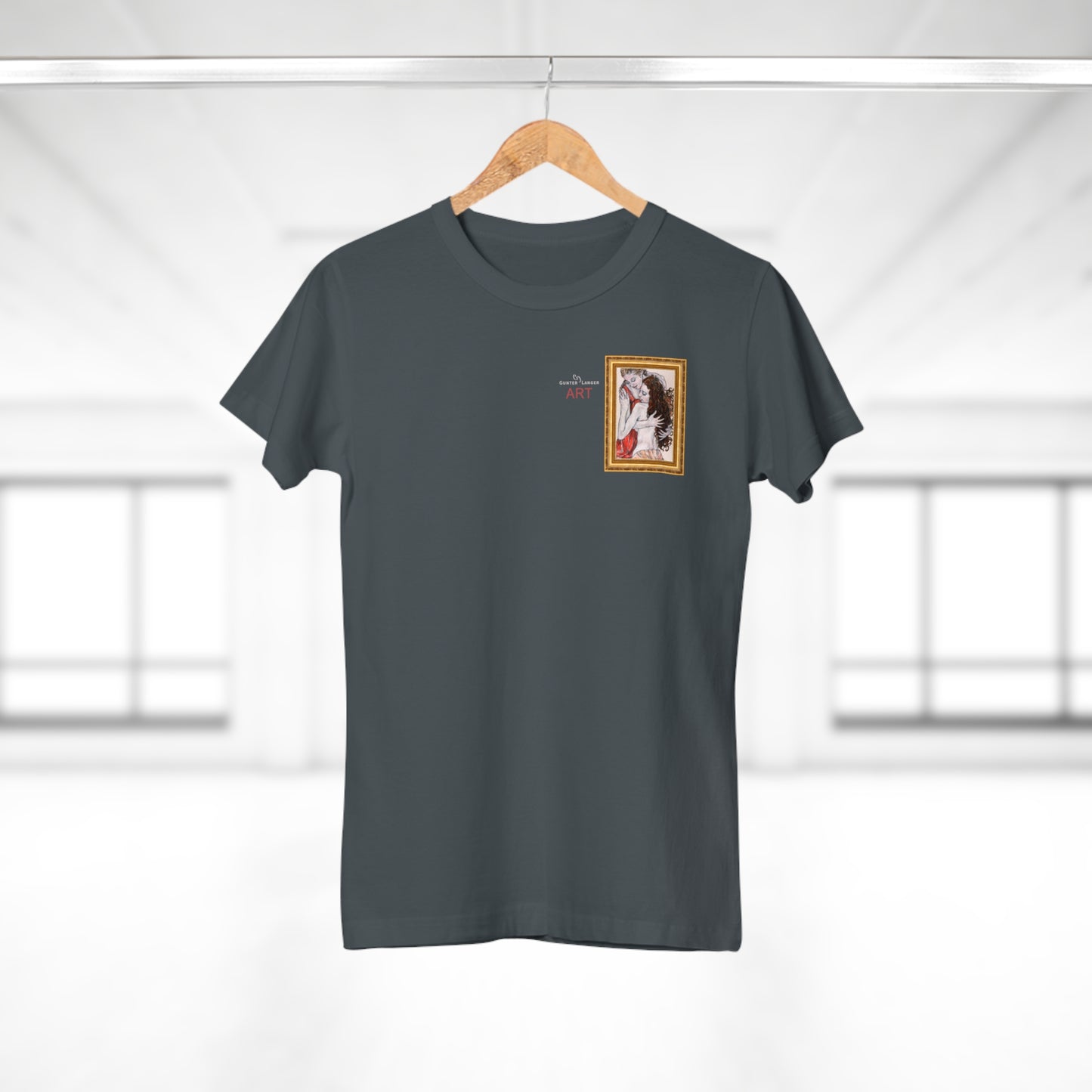 Single Jersey Women's T-shirt - dunkel - Motiv: Bei dir, H 11 cm