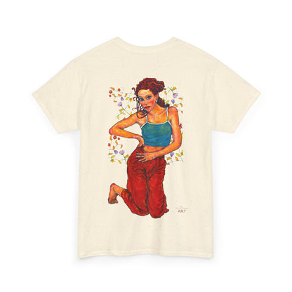 Unisex Heavy Cotton Tee - Motiv: Front, Lea, Ranken, H 13cm & Rückseite, Lea, Ranken, H 40,45 cm, Neck Label