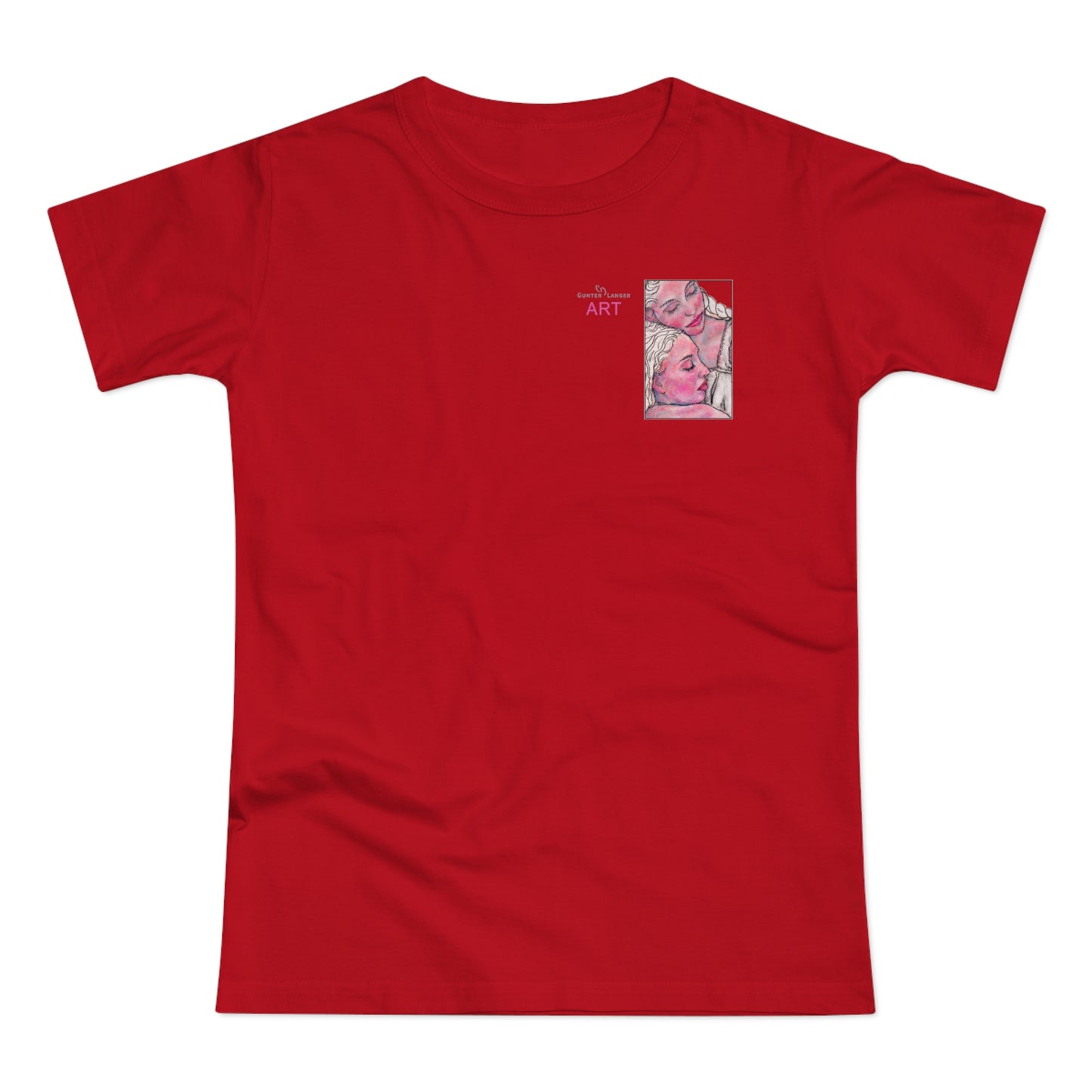 Single Jersey Women's T-shirt - dunkel - Motiv: Zuflucht, Ausschnitt, H 10 cm