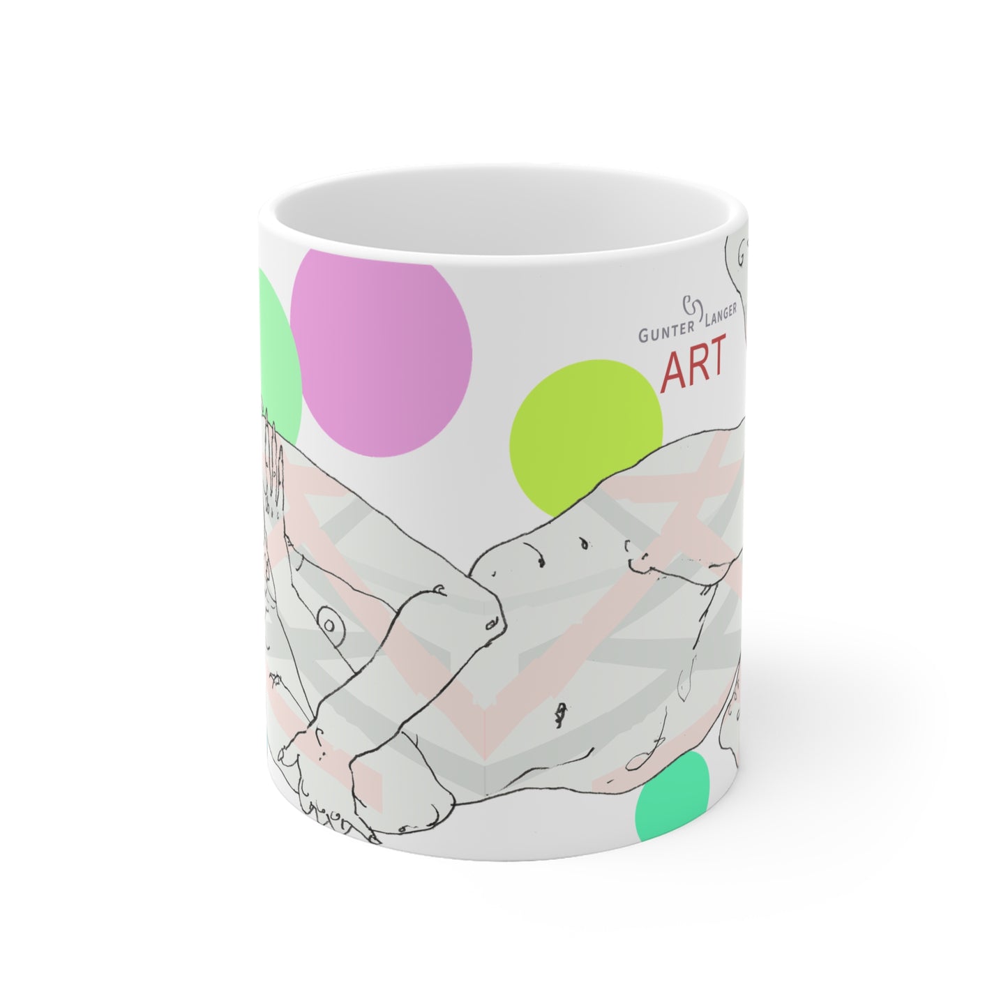 Ceramic Mug (EU) - Motiv: Leonie, Farbkreise, Mikado