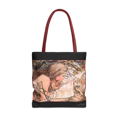Tote Bag (AOP) - Jugendstil - Motiv: Front Antonia & Rückseite Antonia, Schwarz
