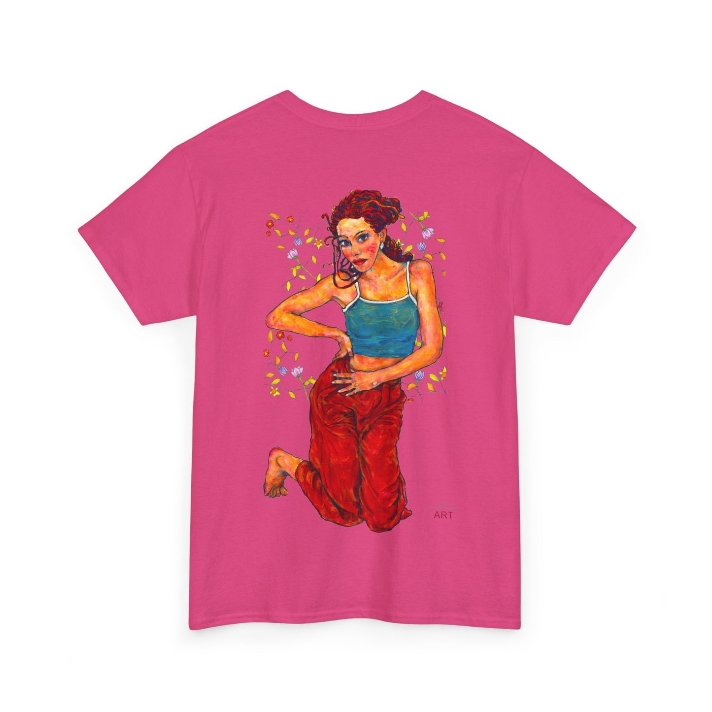 Unisex Heavy Cotton Tee - Motiv: Front, Lea, Ranken, H 13cm & Rückseite, Lea, Ranken, H 40,45 cm, Neck Label