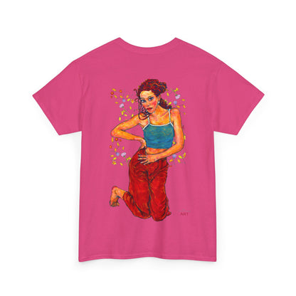 Unisex Heavy Cotton Tee - Motiv: Front, Lea, Ranken, H 13cm & Rückseite, Lea, Ranken, H 40,45 cm, Neck Label