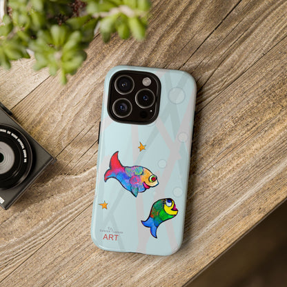 Tough Cases - iPhone - Motiv: "Fische", Mikado blau