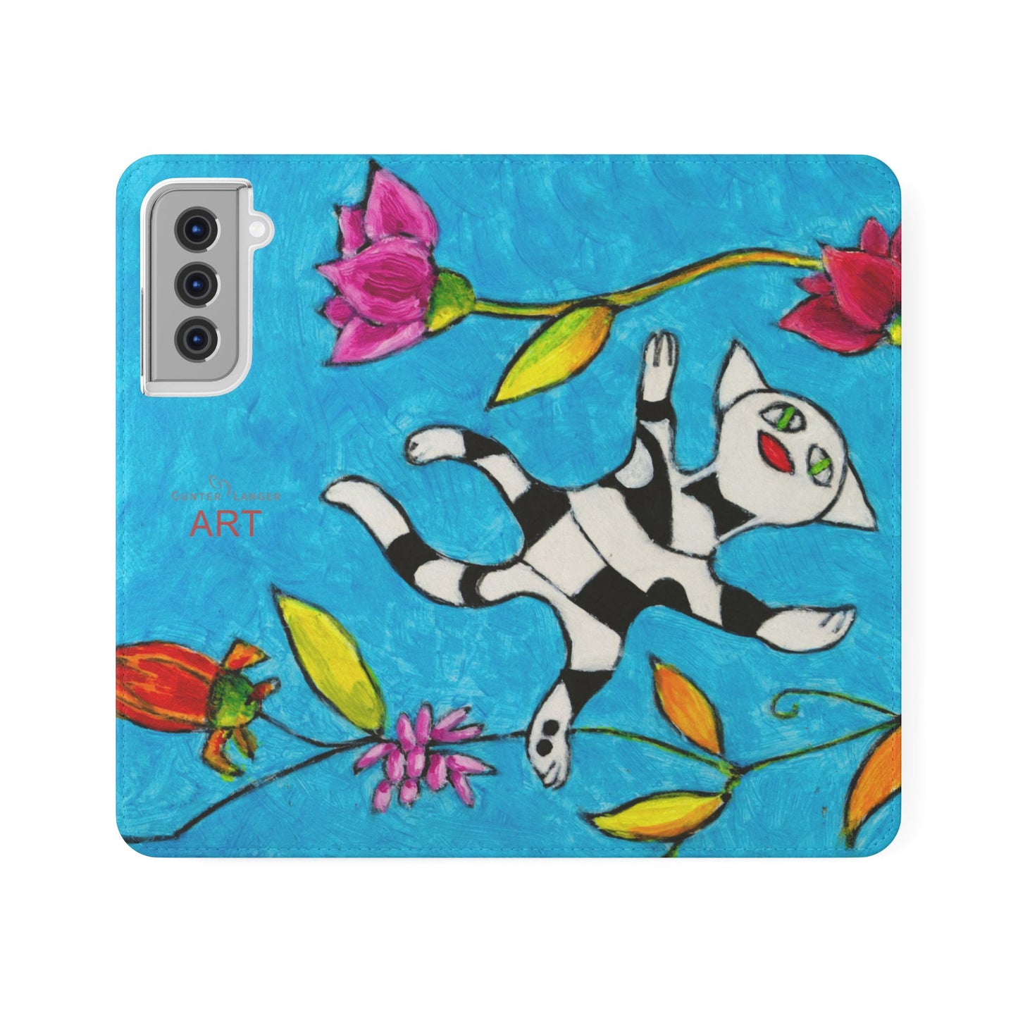 Flip Cases - Motiv: Gescheckte Katze schwebt