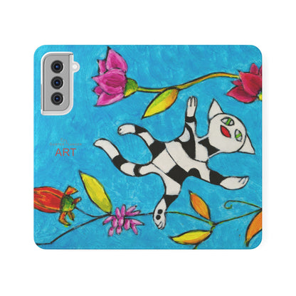 Flip Cases - Motiv: Gescheckte Katze schwebt