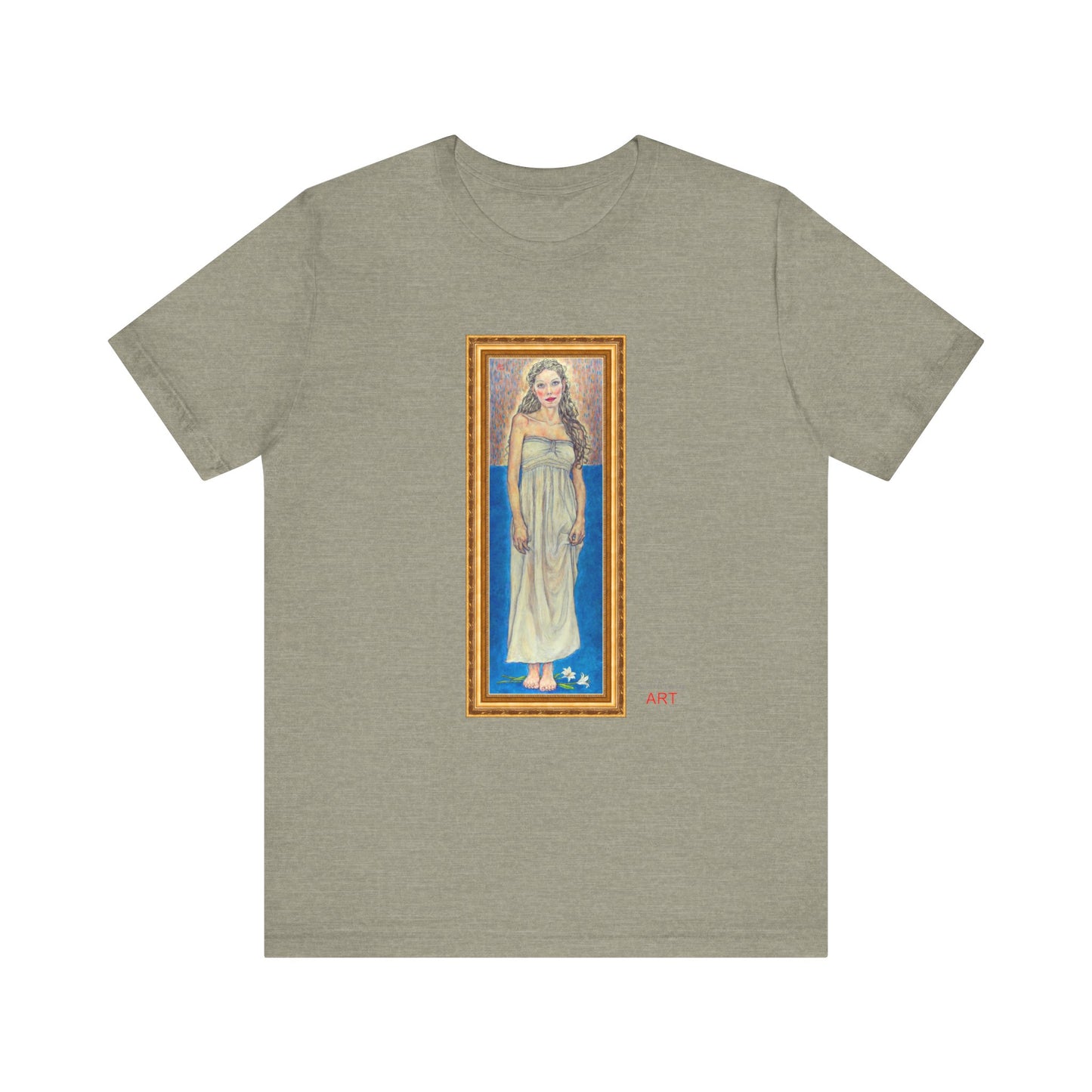 Unisex Jersey Short Sleeve Tee - Motiv: Front Marie, H 35,5 cm Goldrahmen