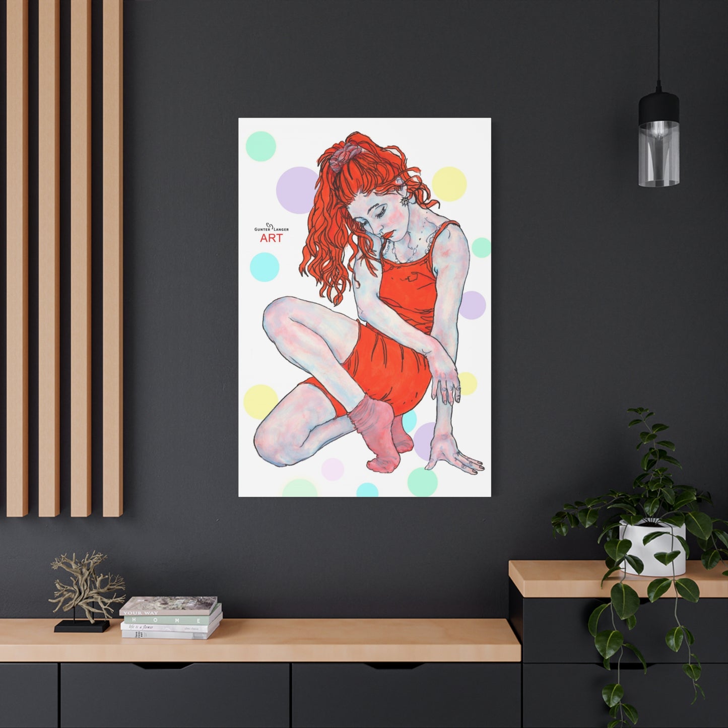 Matte Canvas, Stretched, 1.25" - Motiv: Julia, Farbkreise, Format H 91, 122, 152 cm