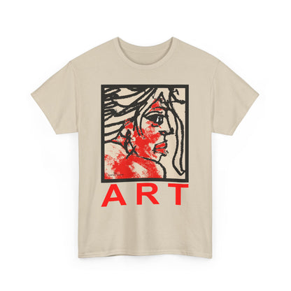 Unisex Heavy Cotton Tee - Motiv: Front, Ria mit Art Rot, H 40 cm