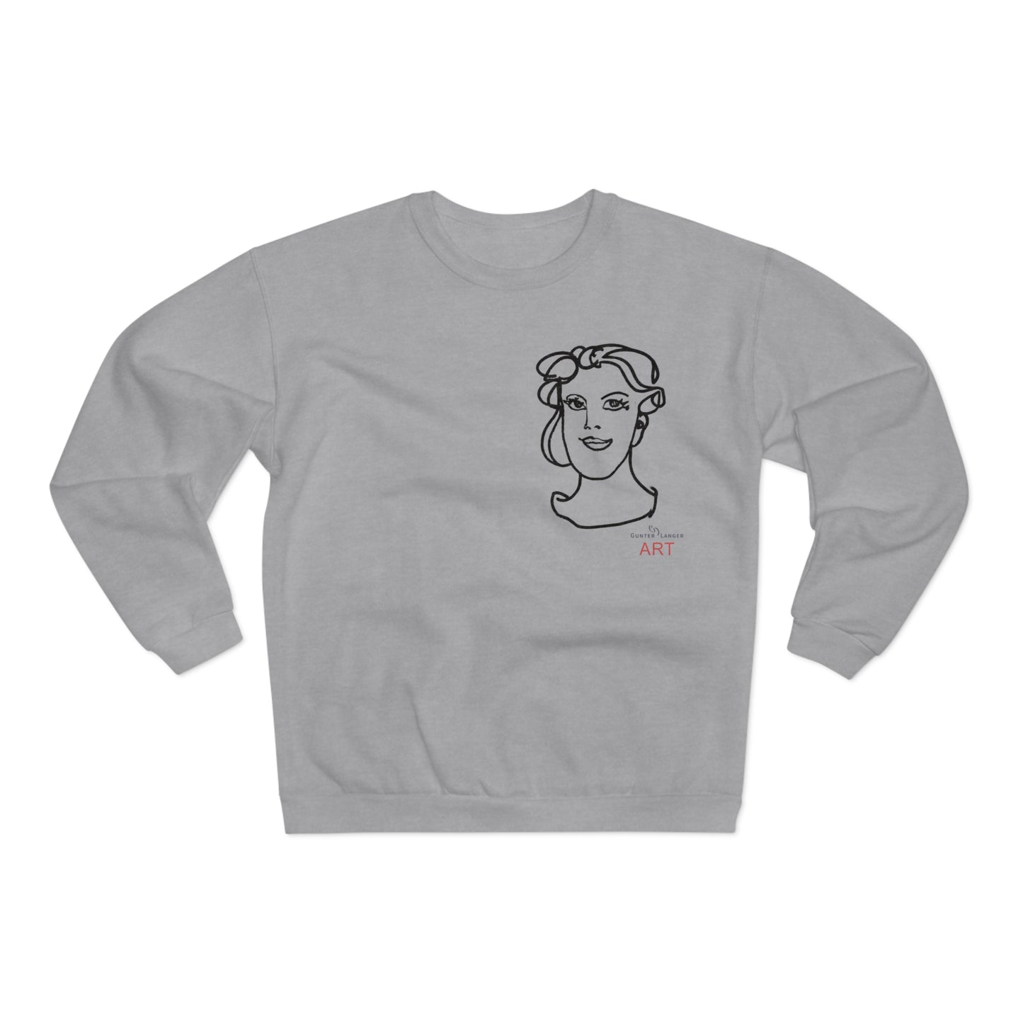 Unisex Crew Neck Sweatshirt (EU) - Motiv: Front Gia, (klein) H 20 cm & Rückseite Gia, H 49 cm