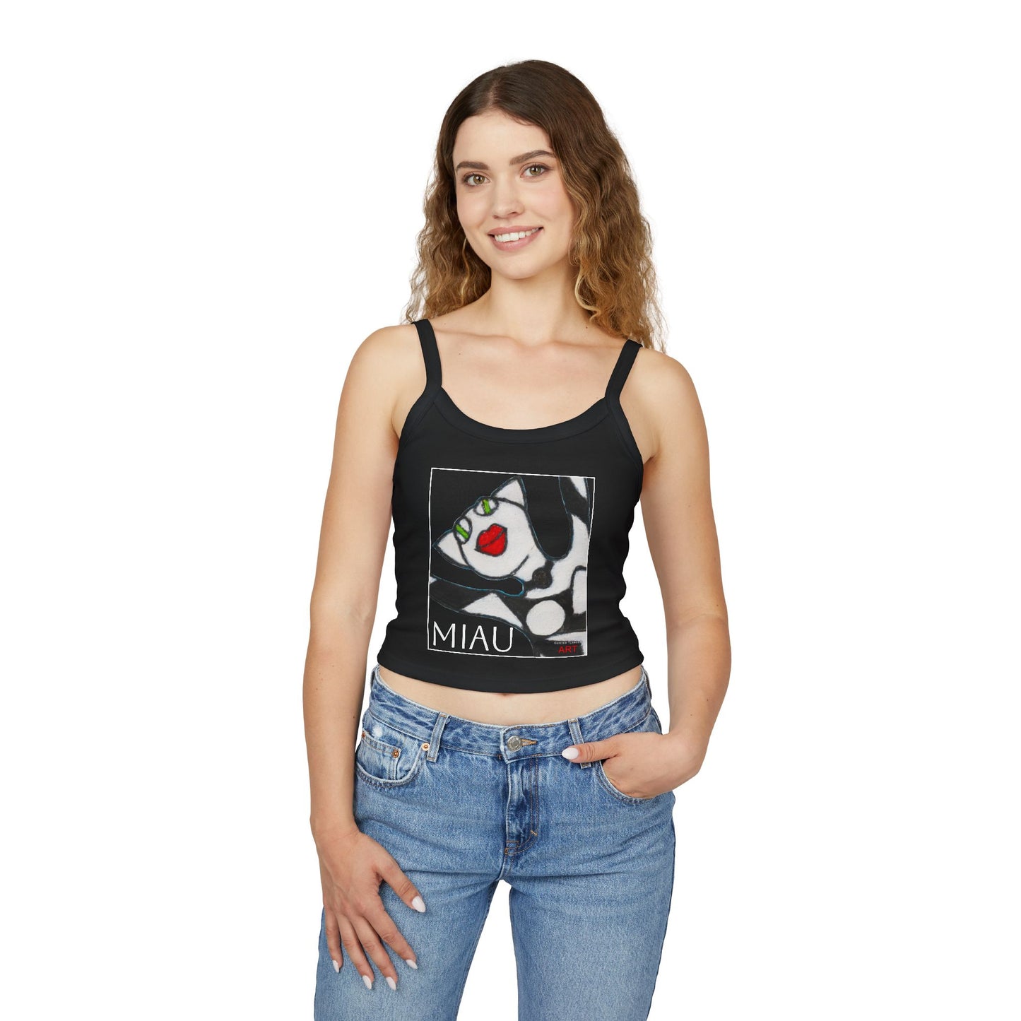 Women's Spaghetti Strap Tank Top - Motiv: Miau