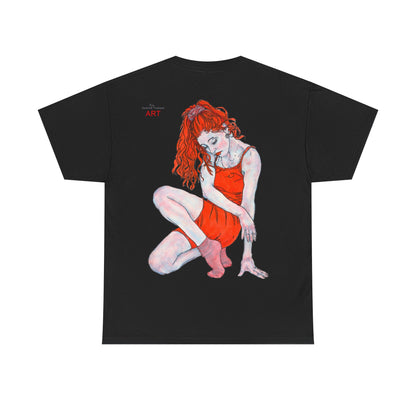 Unisex Heavy Cotton Tee - Motiv:  Front Julia, H25 cm & Rückseite Julia, H 49 cm