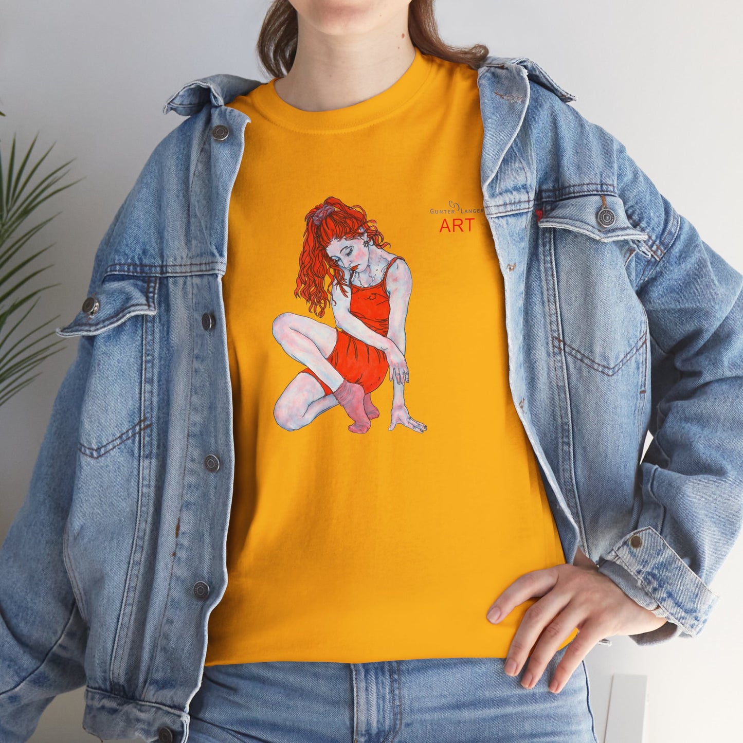 Unisex Heavy Cotton Tee - Motiv:  Front Julia, H25 cm & Rückseite Julia, H 49 cm
