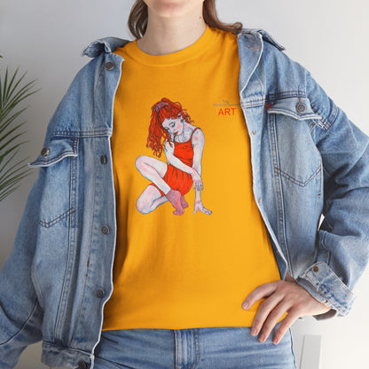 Unisex Heavy Cotton Tee - Motiv:  Front Julia, H25 cm & Rückseite Julia, H 49 cm