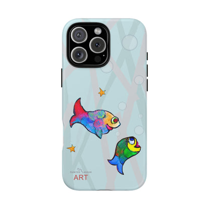 Tough Cases - iPhone - Motiv: "Fische", Mikado blau