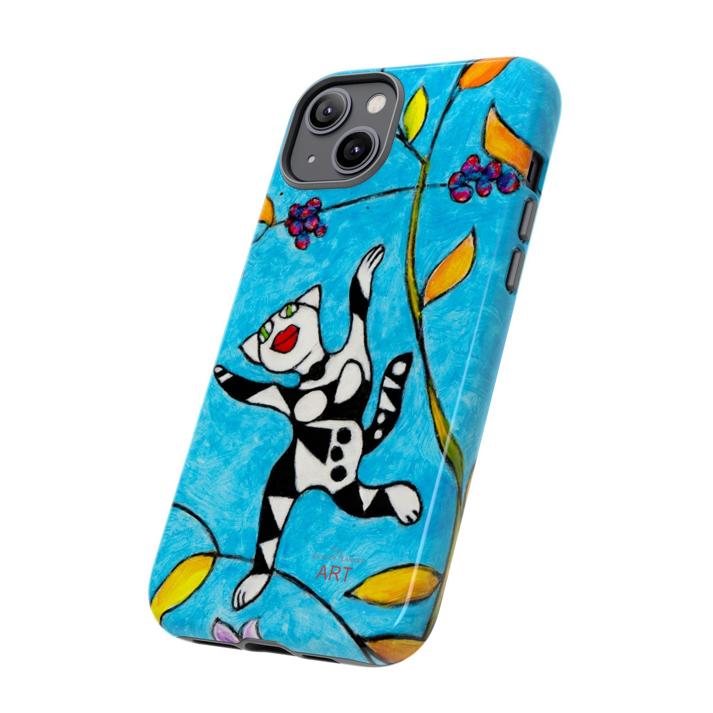 Tough Cases - iPhone - Motiv: Karierte Katze hüpft