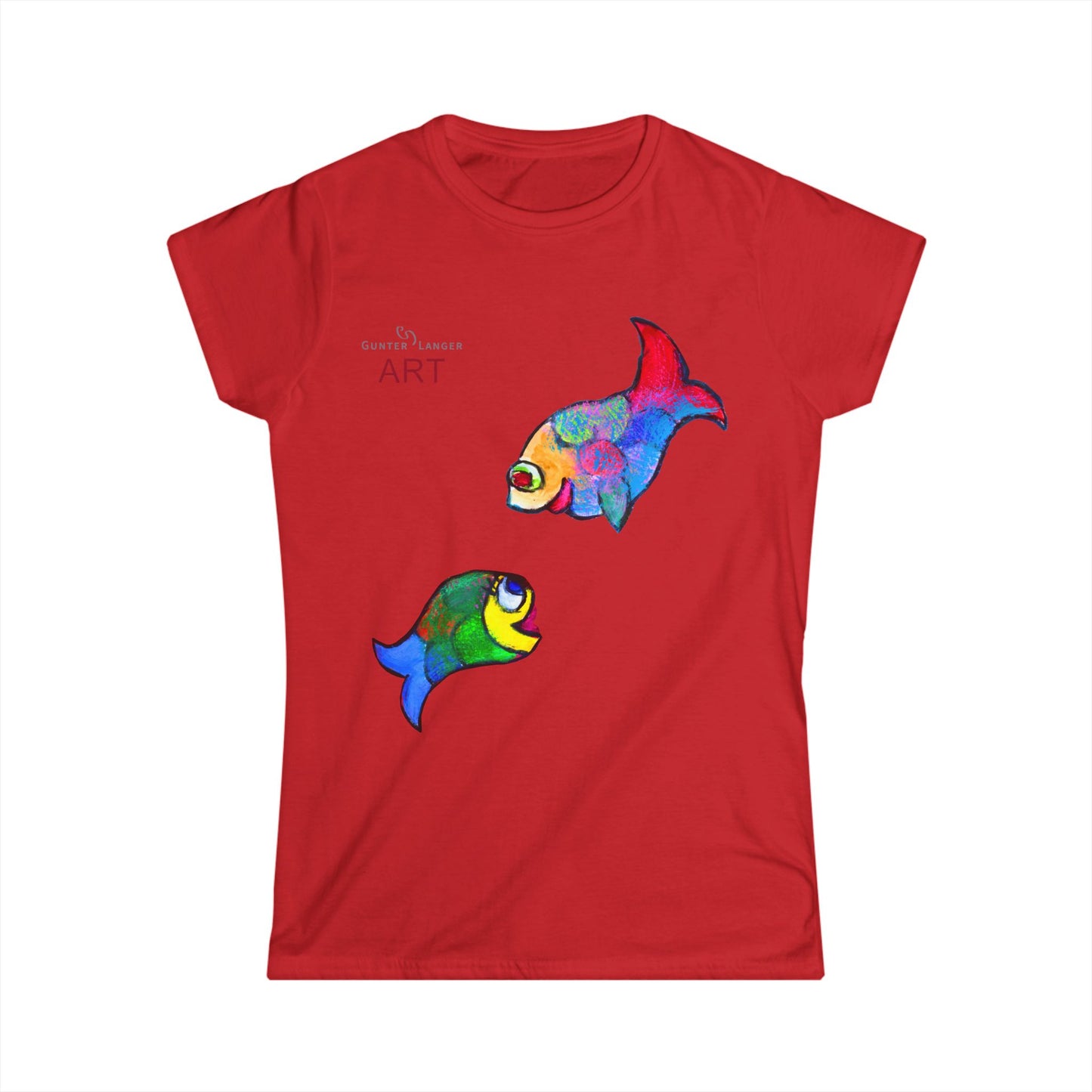 Women's Softstyle Tee - Motiv: Front, Zwei  Fische  zueinander