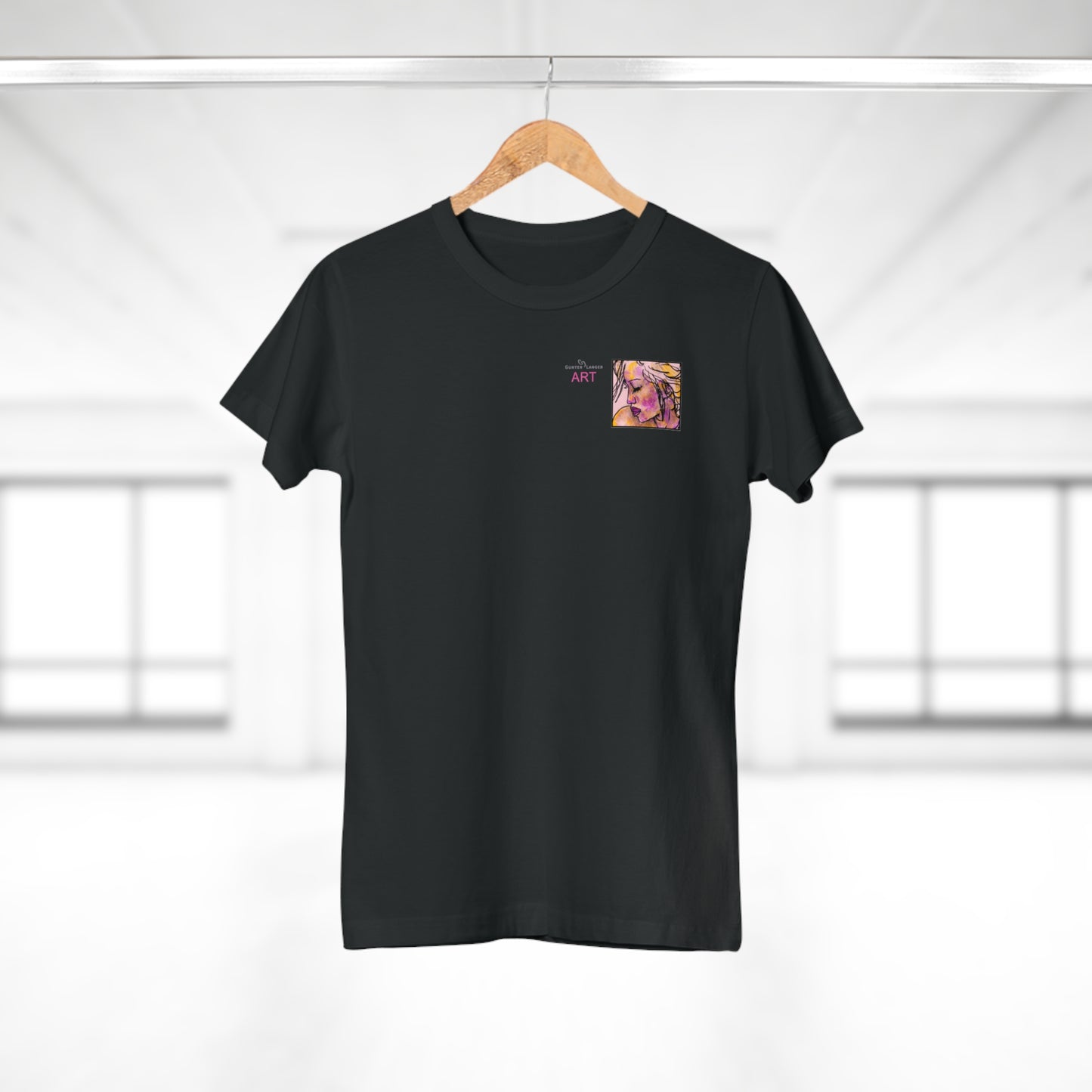 Single Jersey Women's T-shirt- dunkel - Motiv: Lilli, Ausschnitt, H 6,5 cm