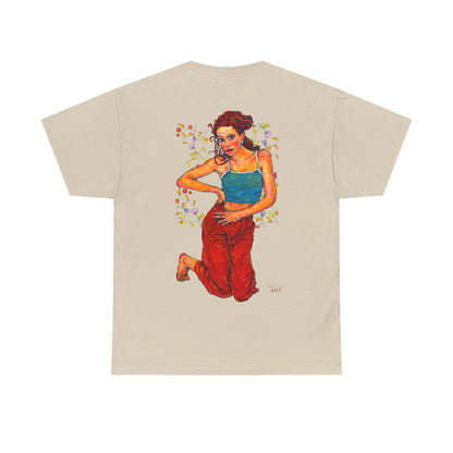 Unisex Heavy Cotton Tee - Motiv: Front, Lea, Ranken, H 13cm & Rückseite, Lea, Ranken, H 40,45 cm, Neck Label