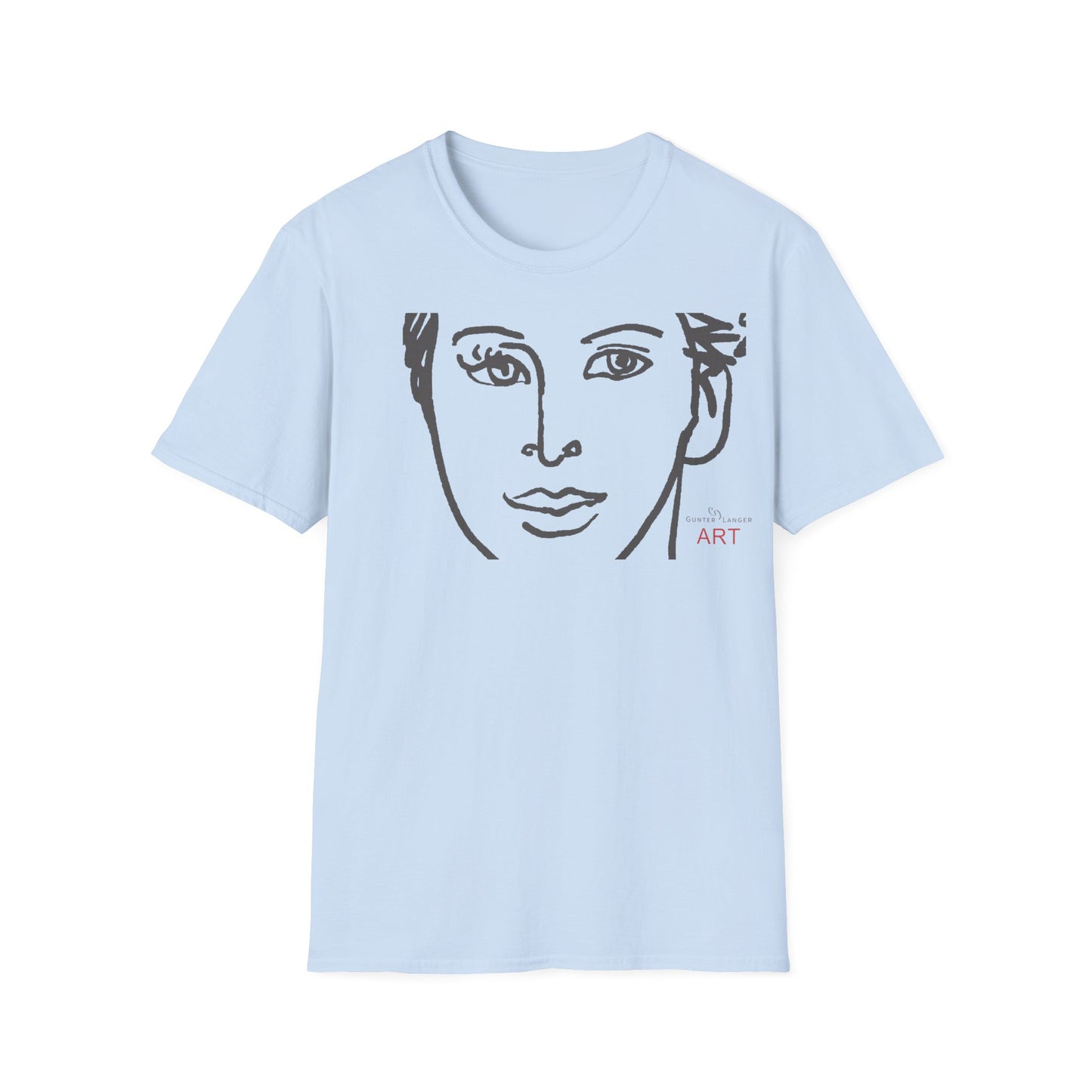 Unisex Softstyle T-Shirt - Motiv: Front Lars, H22,7 cm (Ausschnitt) & Rückseite Lars, H 49 cm (grau)