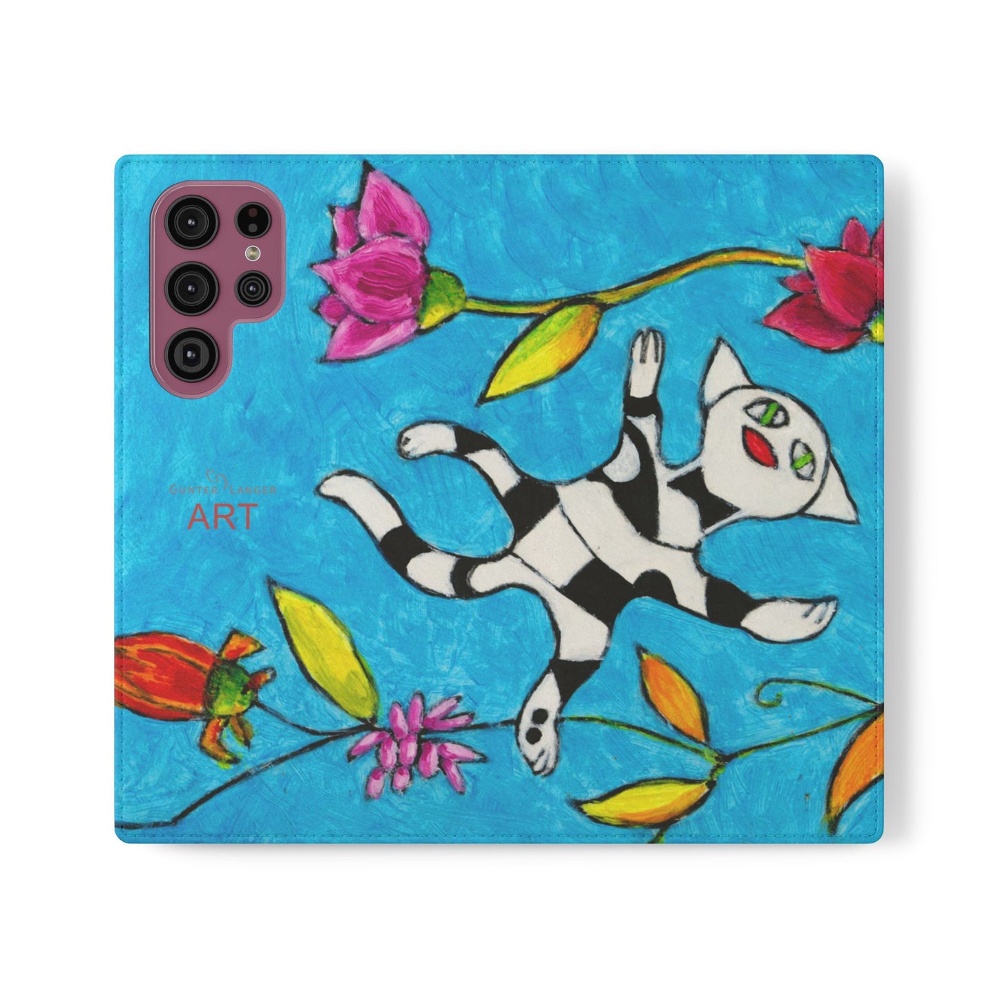 Flip Cases - Motiv: Gescheckte Katze schwebt