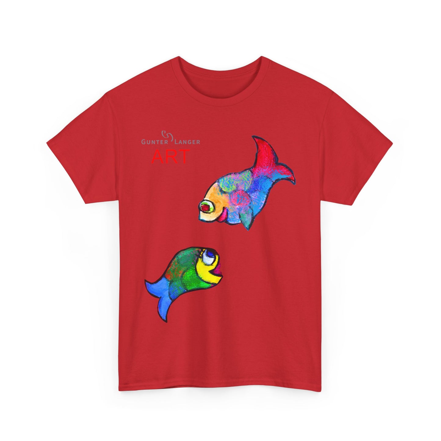 Unisex Heavy Cotton Tee - Motiv: Front Zwei Fische zueinander