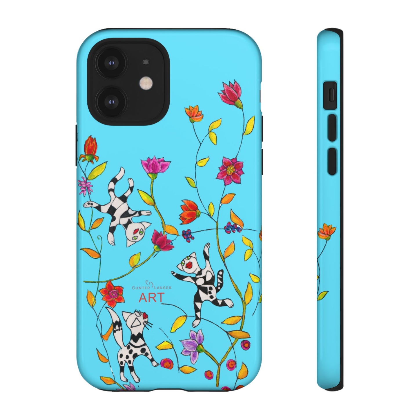 Tough Cases - iPhone - Motiv: Karierte Katzen, blau