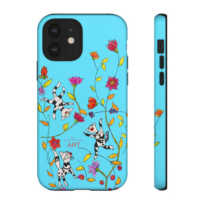 Tough Cases - iPhone - Motiv: Karierte Katzen, blau