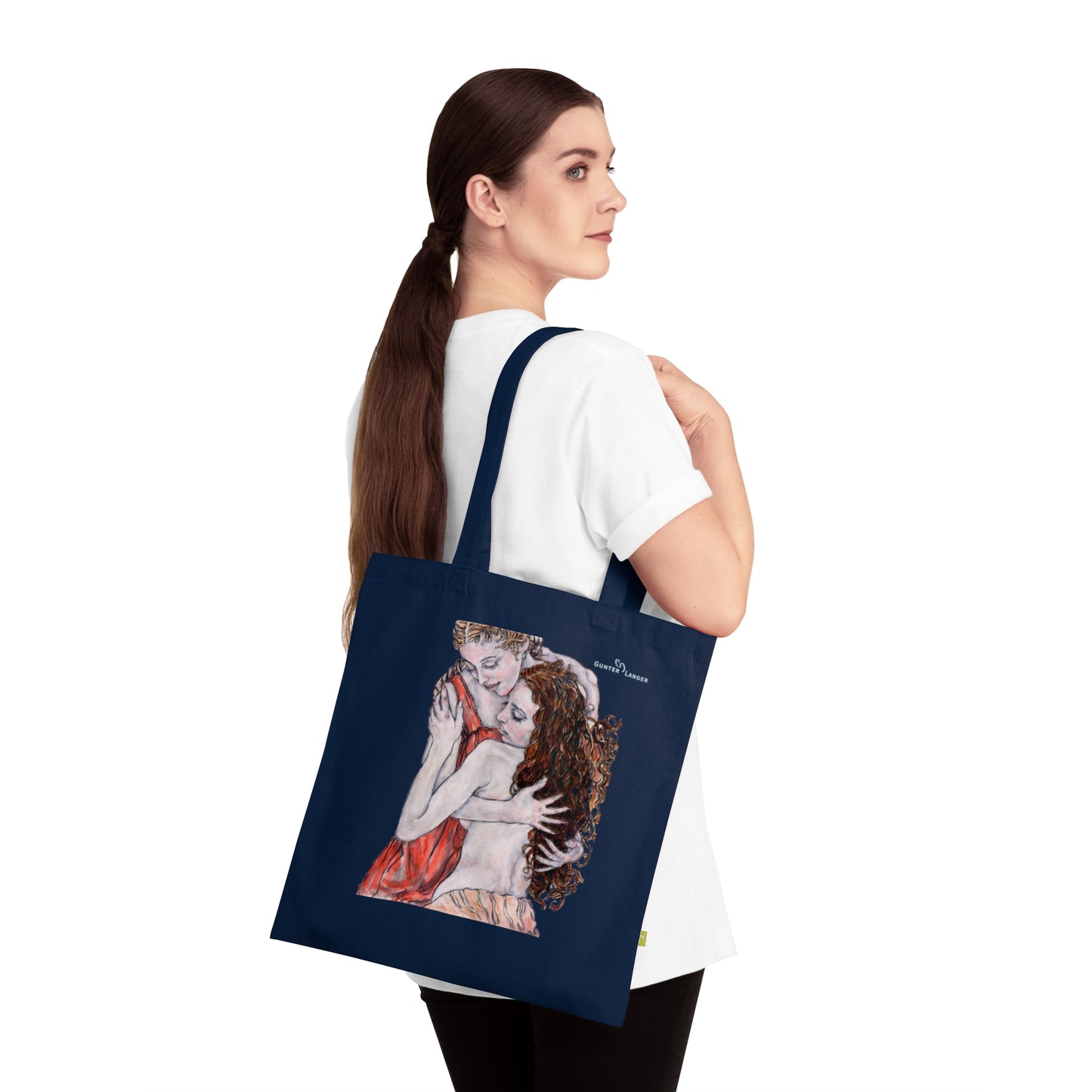 Organic Cotton Tote Bag - Motiv: Bei dir & Hanna, zweiseitig bedruckt, H30 cm