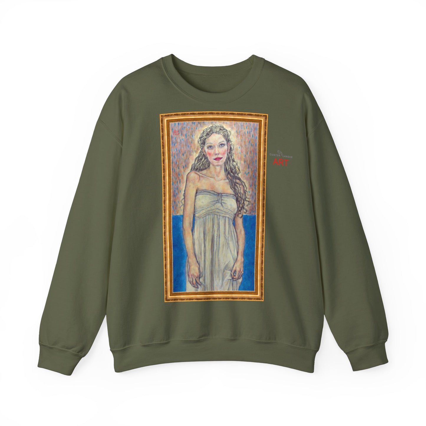 Unisex Heavy Blend™ Crewneck Sweatshirt - Motiv:  Front Marie (halb, gerahmt) & Rückseite Marie (gerahmt)