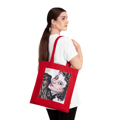 Organic Cotton Tote Bag - Motiv: Annette, roter Kasten, einseitig bedruckt, H30 cm