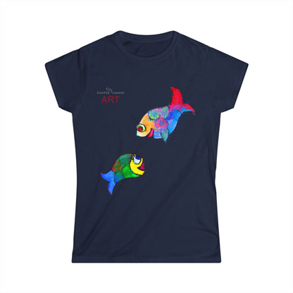 Women's Softstyle Tee - Motiv: Front, Zwei  Fische  zueinander