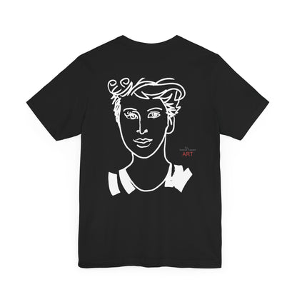 Unisex Jersey Short Sleeve Tee - Motiv: Front H 24,5 cm Lars.  & Rückseite Lars, H 38 cm (weiß)