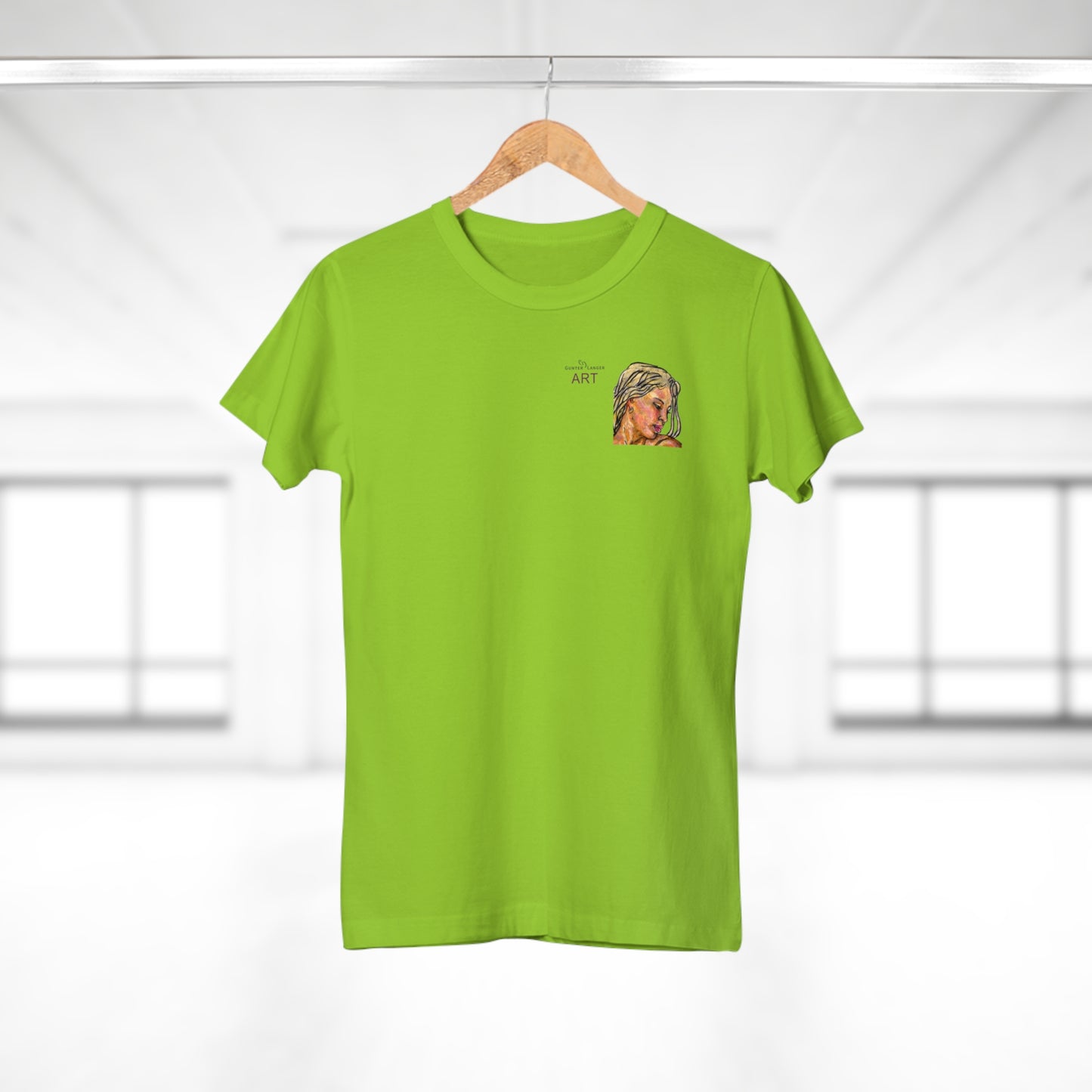 Single Jersey Women's T-shirt - hell - Motiv: Erna, Ausschnitt, H 8 cm