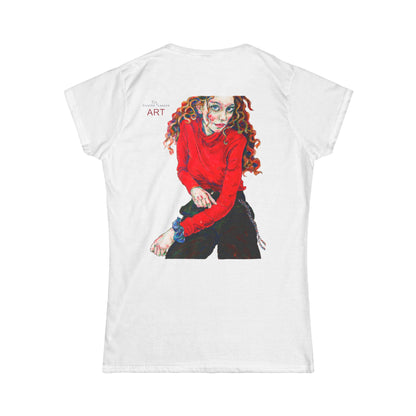 Women's Softstyle Tee - Motiv: Front Franciska H 20 cm & Rückseite Franciska H34,5 cm