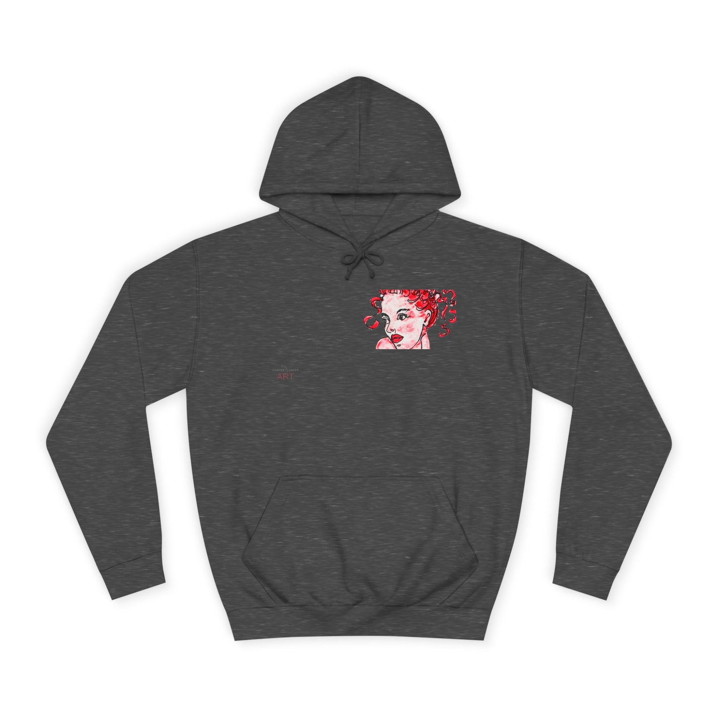 Unisex College Hoodie -  Motiv: Front Mila H 10,5 cm (Ausschnitt) & Rückseite Mila H 49 cm
