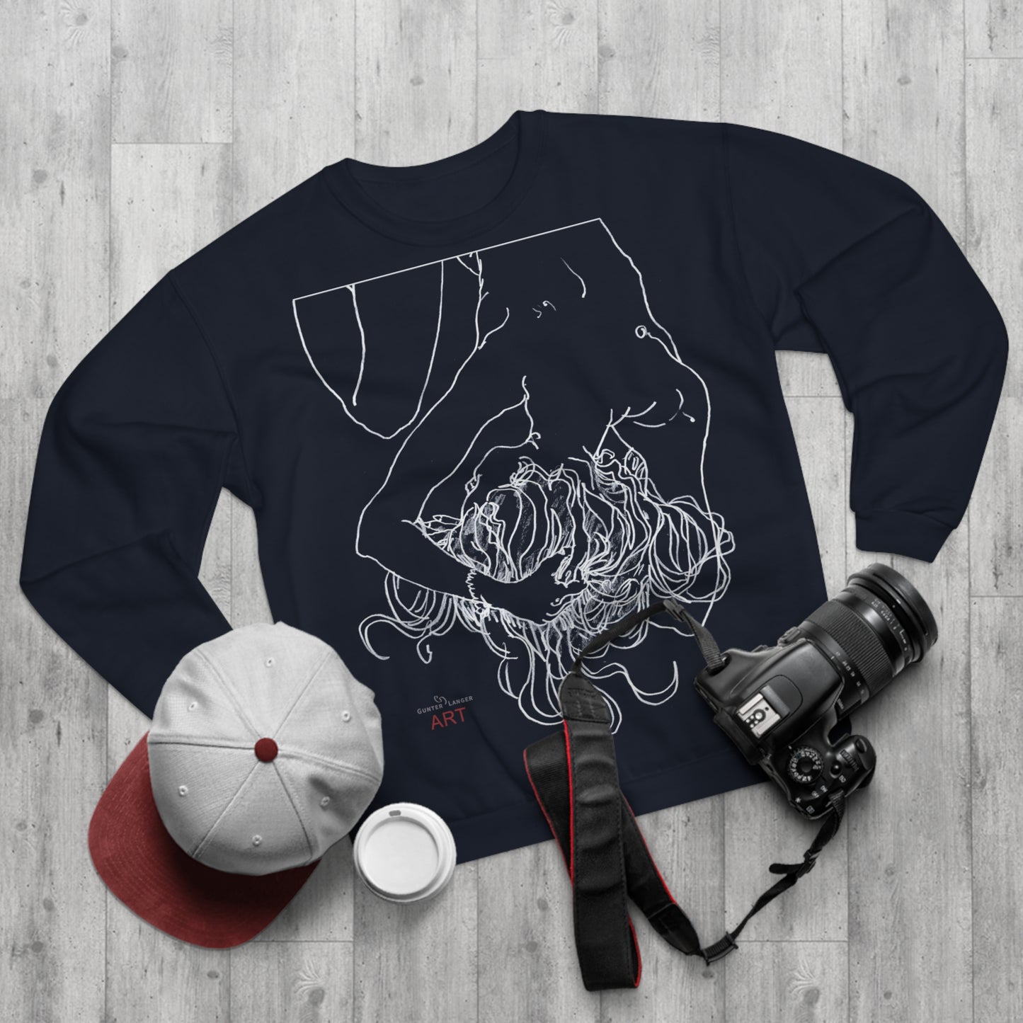 Unisex Crew Neck Sweatshirt (EU) - Motiv: Front Alisha (Ausschnitt H 49 cm) & Rückseite Alisha, H 49 cm (weiß)