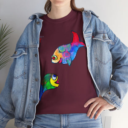 Unisex Heavy Cotton Tee - Motiv: Front Zwei Fische zueinander