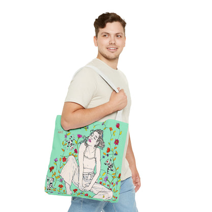 Tote Bag (AOP) - Motiv: Carolin sw auf dklgrün