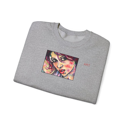 Unisex Heavy Blend™ Crewneck Sweatshirt - Motiv: Front Siegesgöttin, H12 cm (klein) & Rückseite Siegesgöttin, H43 cm