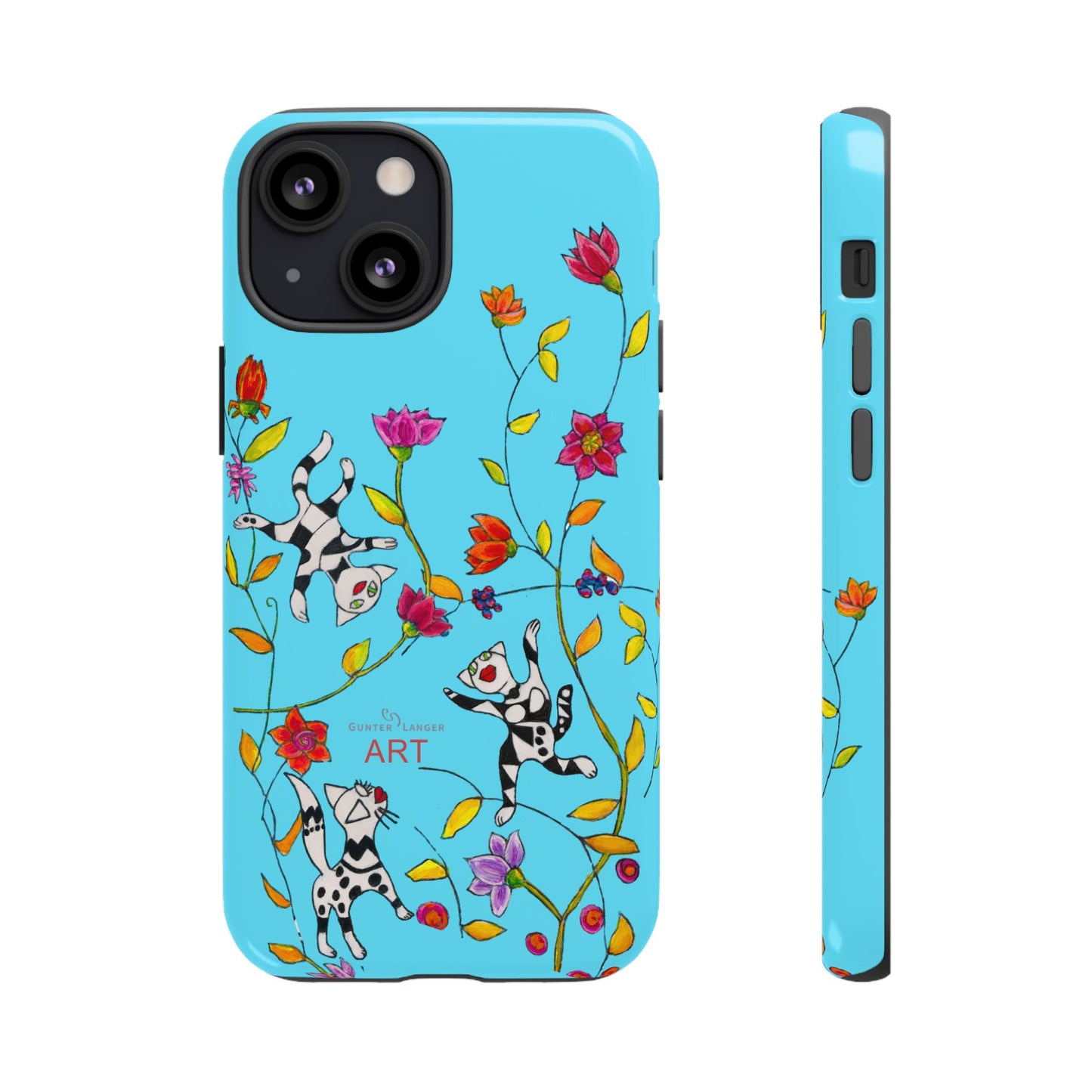 Tough Cases - iPhone - Motiv: Karierte Katzen, blau