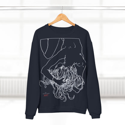 Unisex Crew Neck Sweatshirt (EU) - Motiv: Front Alisha (Ausschnitt H 49 cm) & Rückseite Alisha, H 49 cm (weiß)