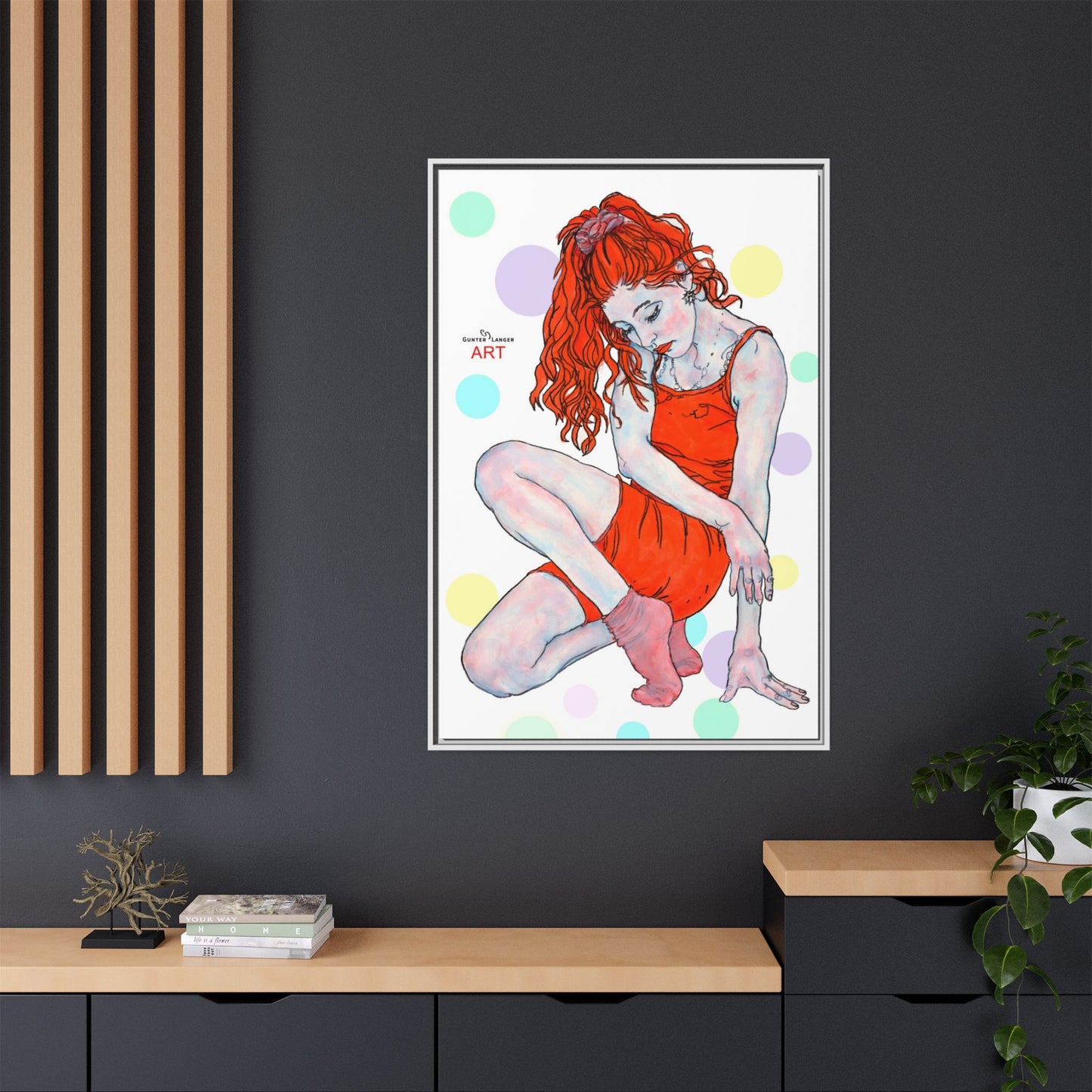 Matte Canvas, Framed (Multi-color) - Motiv:  Julia, Farbkreise, Format groß, H 91,4 bis 152,4 cm