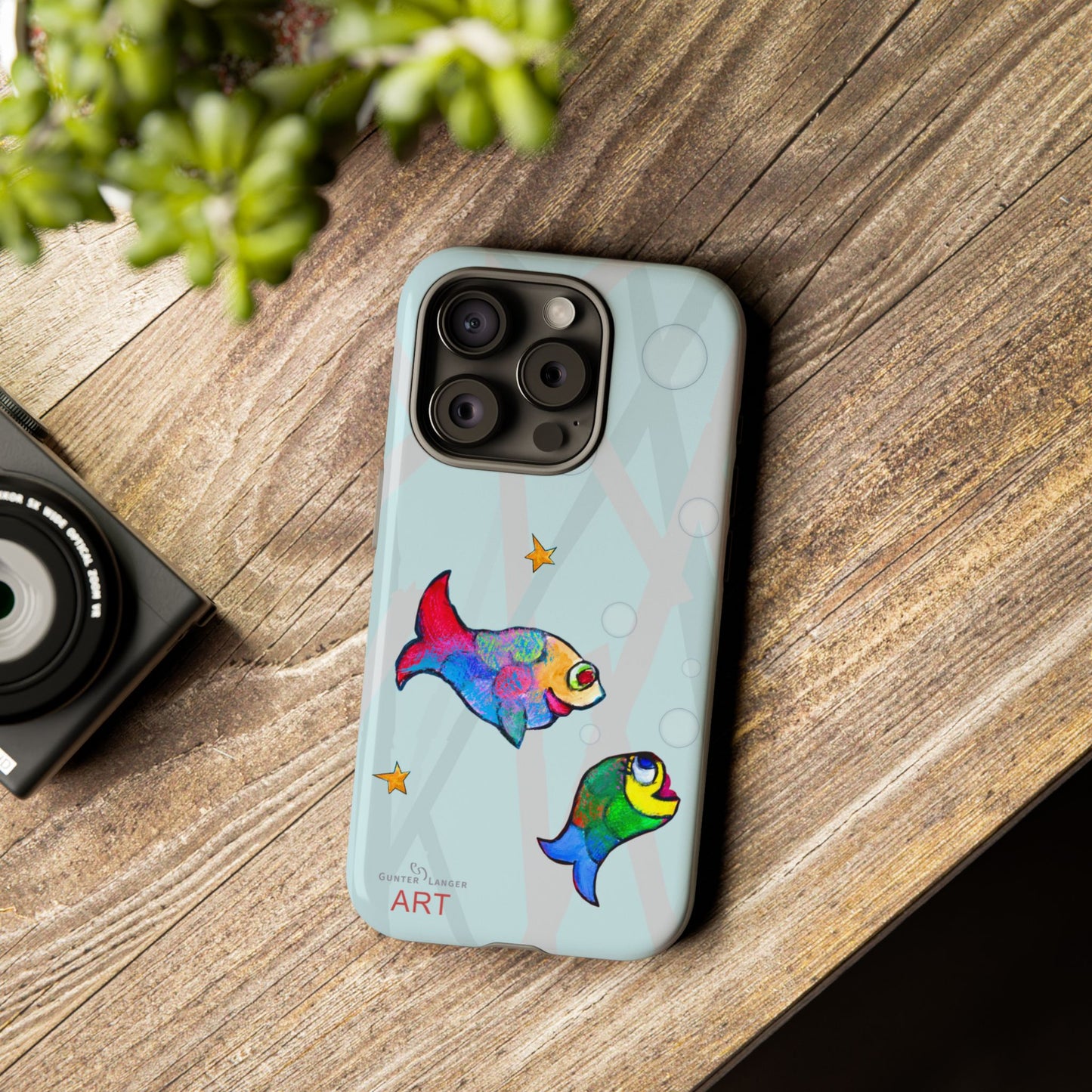 Tough Cases - iPhone - Motiv: "Fische", Mikado blau